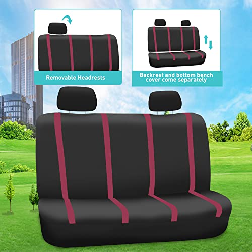 FH Group Car Seat Covers Full Set Cloth - Universal Fit Automotive Seat Covers, Low Back Front Seat Covers, Solid Back Seat Cover, Washable Car Seat Cover for SUV, Sedan and Van Burgundy - color: Burgundy, size: Full Set