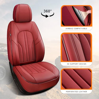 MINGBRON Red Car Seat Covers,Leather Car Seat Cover, Waterproof Seat Covers Full Set - color: Red, size: Full Set