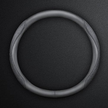 HAOTULE New Nappa Leather car Steering Wheel Cover, Universal 15 inch Black - color: Black-A