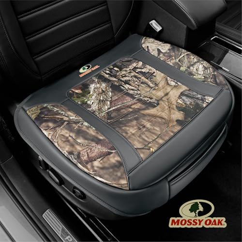 Mossy Oak Car Seat Cover, Luxury Faux Leather Front Bottom Seat Cushion Cover, Universal Anti-Slip with Wrap-Around Design and Storage Bags, Suitable for Most Vehicles - Gray Color 1 Piece - color: Gray