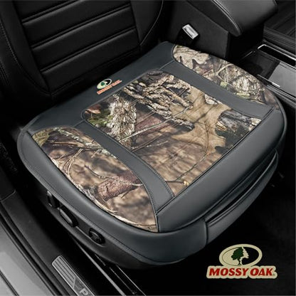 Mossy Oak Car Seat Cover, Luxury Faux Leather Front Bottom Seat Cushion Cover, Universal Anti-Slip with Wrap-Around Design and Storage Bags, Suitable for Most Vehicles - Gray Color 1 Piece - color: Gray