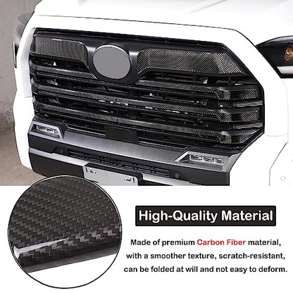 Aunginsy Car Front Bumper Grille Trim Sticker Compatible with Toyota Tundra 2022 2023 2024 Pickup Truck Real Carbon Fiber Material Decorative Sticker Protection Cover Interior Accessories - size: Front Bumper Grille Trim Sticker