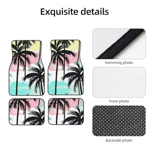 Universal Fit Car Floor Mats, Watercolor Tropical Hawaii Coconut Palm Trees Set of 4pcs Car Carpet Fit for SUV, Vans, Sedans, Trucks - color: Hawaii Coconut Palm Trees