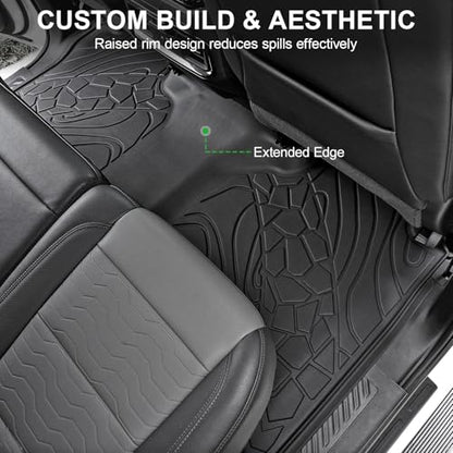 Floor Mats for 2019-2026 Chevy Silverado/GMC Sierra 1500 & 2020-2026 Silverado/Sierra 2500HD/3500HD, Crew Cab Bucket Seat Only (with Rear Underseat Storage Box), TPE All Weather Durable Mats - size: 2019-2026 | For Silverado/ Sierra with Storage