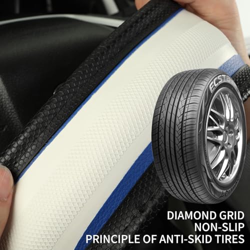 3D Steering Wheel Cover Great Grip with 3D Honeycomb Hole, Anti-Slip Sporty Design, Universal 15 inch(Black with Blue) - color: Black with Blue, size: Round-Middle[14.5''-15'']