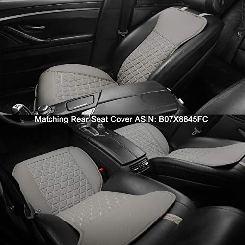 Black Panther 1 Pair Luxury PU Car Seat Covers Protectors for Front Seats, with Partial Backrest Coverage (Middle Part Only), Triangle Pattern, Compatible with 95% Cars - Grey - color: Triangle Pattern - Gray