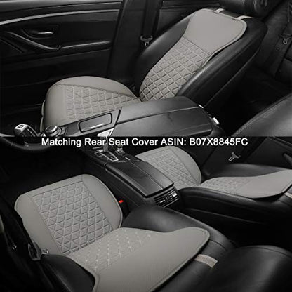 Black Panther 1 Pair Luxury PU Car Seat Covers Protectors for Front Seats, with Partial Backrest Coverage (Middle Part Only), Triangle Pattern, Compatible with 95% Cars - Grey - color: Triangle Pattern - Gray