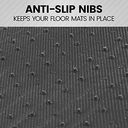 BDK Floor Mats for Cars, Two-Tone Carpet with Faux Leather Accents, Automotive Floor Mat Set with Built-In Heel Pad, Stylish Interior Car Accessories (Black)