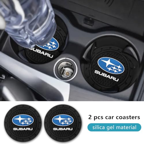 Car Cup Holder Coaster for Subaru Legacy Outback XV Crosstrek 16-up WRX STi Cupholder Coaster Interior Accessories 2.75in 2Pieces Black - color: Black-01