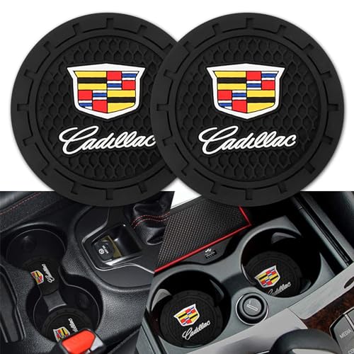 Car Cup Holder Coaster for Cadillac Series Recessed Silicone Cupholder Coaster Interior Accessories 2.75in 2Pieces Black - color: Black-a12