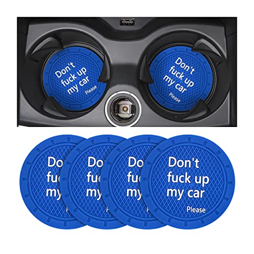 Car Cup Coaster, 4Pcs 2.75 Inch Auto Cup Holder Insert Coasters, Non-Slip Waterproof Embedded Drink Mat, Automotive Interior Accessories for Men and Women (D Blue/4PCS) - color: D Blue/4PCS