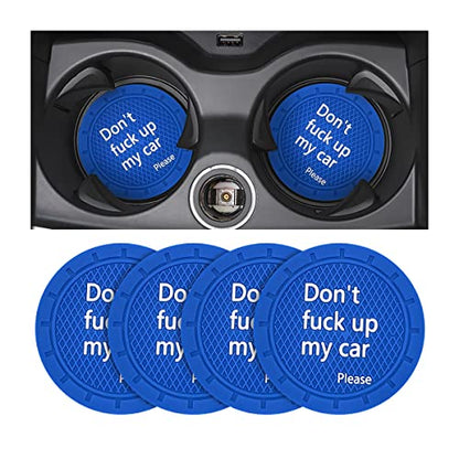 Car Cup Coaster, 4Pcs 2.75 Inch Auto Cup Holder Insert Coasters, Non-Slip Waterproof Embedded Drink Mat, Automotive Interior Accessories for Men and Women (D Blue/4PCS) - color: D Blue/4PCS
