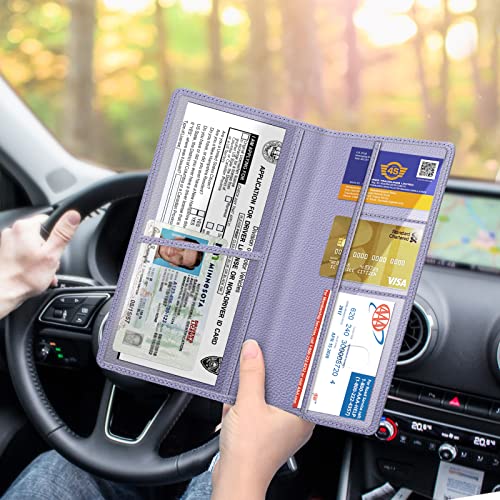 FINPAC Car Registration and Insurance Card Holder, Vehicle Glove Box Card Organizer Wallet Automobile Accessories for License - color: Lilac Purple