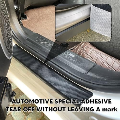 4PCS Car Door Sill Protector, Car Door Edge Guards, Carbon Fiber Wrap Film, Interior Decoration Anti-Scratch Threshold Strips Universal for Most Vehicles