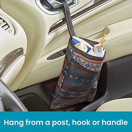 High Road Hanging Car Trash Bag with Waterproof Leakproof Liner, Storage Pocket and Adjustable Strap to Hang in the Front or Back Seat - Southwest - color: Southwest