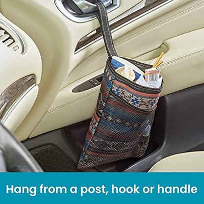 High Road Hanging Car Trash Bag with Waterproof Leakproof Liner, Storage Pocket and Adjustable Strap to Hang in the Front or Back Seat - Southwest - color: Southwest