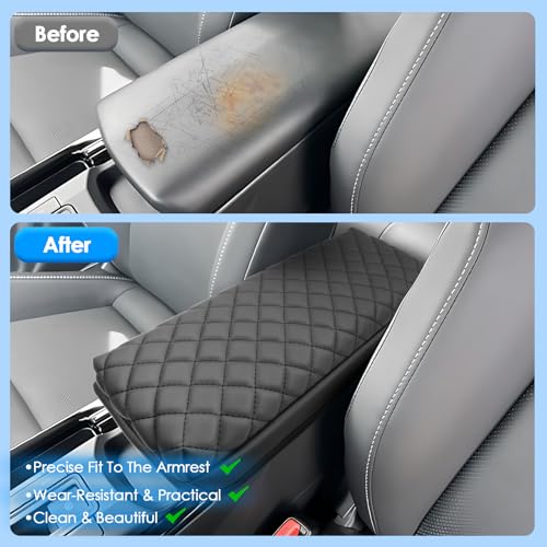 2023 2024 2025 2026 Prius Center Console Cover for Toyota Prius (LE/XLE/Limited/Nightshade Edition), Waterproof&Comfy Leather Cushion Armrest Cover 2026 2025 Prius Accessories (Leather-Padded) - color: Leather-Padded