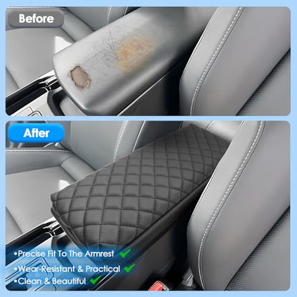 2023 2024 2025 2026 Prius Center Console Cover for Toyota Prius (LE/XLE/Limited/Nightshade Edition), Waterproof&Comfy Leather Cushion Armrest Cover 2026 2025 Prius Accessories (Leather-Padded) - color: Leather-Padded