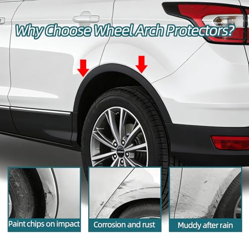 Universal Rubber Fender Flare Protector - Car Wheel Arch Trim Eyebrow Edge Strip for Trucks SUVs Pickups, Black, 2.2" x 5.5FT x 4PCS