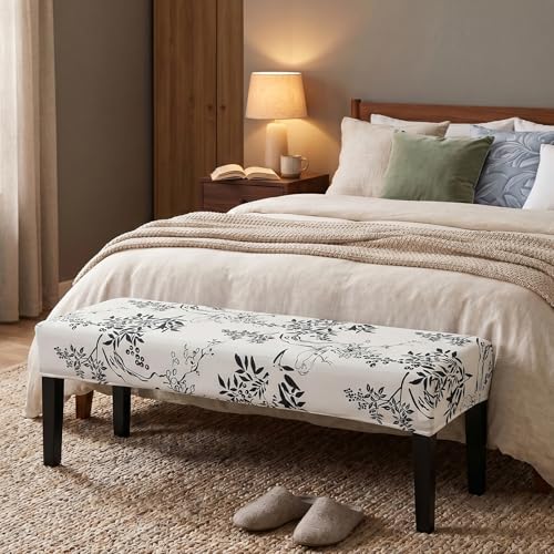 FUANGUI Floral Bench Cover,Stretch Dining Bench Cover for bedrooms, Living Rooms, Kitchens, Protector Chair Bench Piano Bench Seat Covers Stool Slipcover Removable, Washable - 01 - color: 01
