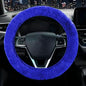 Furry Car Steering Wheel Cover, Heat Absorbing Fluffy Soft Warm Plush Non-Slip, 14 1/2-15 inch, for Women Girls, Blue - color: single cover - blue