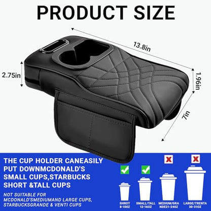 Upgraded Car Center Console Cover,PU Leather Car Armrest Cover Cushion Contains High Elasticity Sponge with 2 Storage Bags Tissue Box (Black-A) - color: BLACK-A