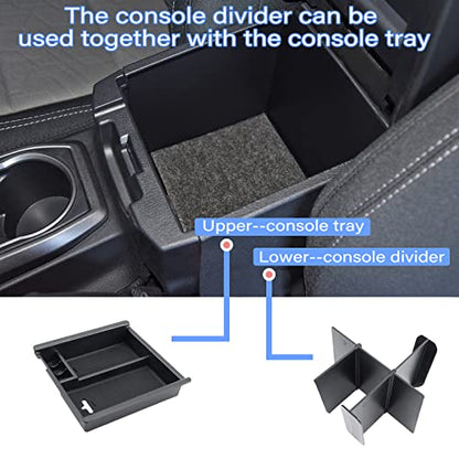 Center Console Dividers Organizer Compatible with Toyota Tacoma 2016-2021 2022 2023 Accessories,Insert Box ABS Secondary Storage