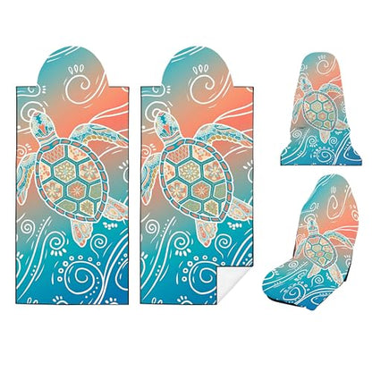 2 Pack Car Seat Towel Covers, Sweat-Proof Microfiber Seat Protectors for Gym, Running, Beach & Workout, Breathable Quick-Dry, Machine Washable, Gradient Sea Turtle Print, Universal Fit - color: Gradient Sea Turtle