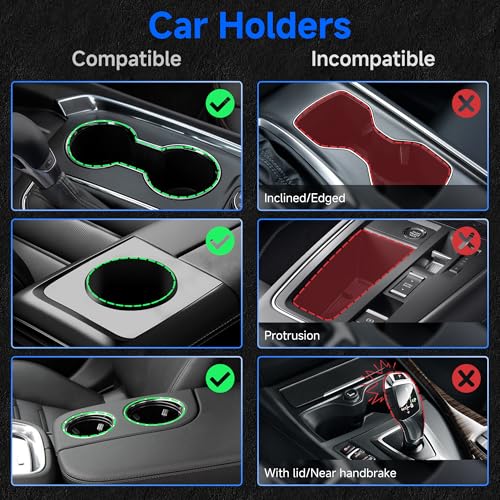 DYLEN Car Cup Holder Expander, 2 in 1 Cup Holder Adapter Extender for Car with Expandable Insert, Fits Yeti, Hydroflask and Other Large Water Bottles & Mugs in 2.2"-4.6" (10-46oz)