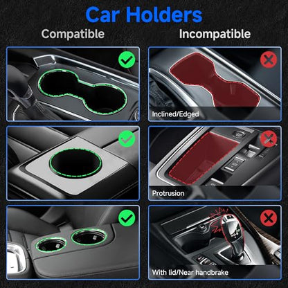 DYLEN Car Cup Holder Expander, 2 in 1 Cup Holder Adapter Extender for Car with Expandable Insert, Fits Yeti, Hydroflask and Other Large Water Bottles & Mugs in 2.2"-4.6" (10-46oz)