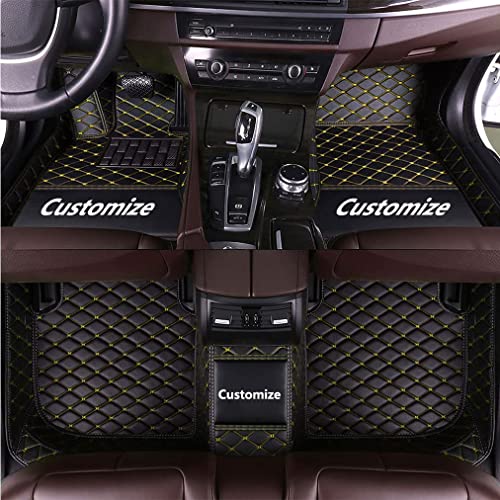 Custom Fit Car Floor Mats - Full Coverage Automotive Leather Floor Liners for Most Vehicles by MingyunSM (Black Yellow) - color: black yellow