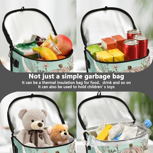 MNSRUU Car Trash Can with Lid, Highland Cow Flowers Car Trash Bag Hanging Organizers and Storage for Front Back Seat, Leak-Proof Trash Bin - color: Cow I 2515