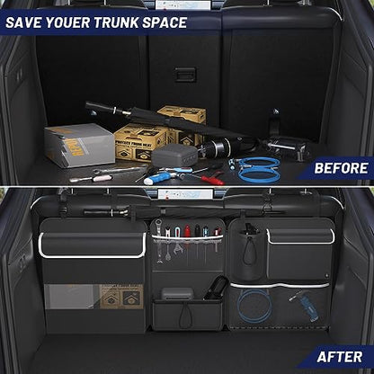 Back Seat Trunk Organizer Hanging Car Organizer Trunk Foldable Cargo Storage with 7 Large Pockets