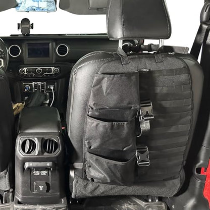 SUNPIE 2 Pcs Seat Back Truck Gun Rack, Automotive Gun Racks with Molle Panel Universal Seatback Storage Pockets Tactical Car Seat Back Organizer for Hunting Accessories Storage, Black