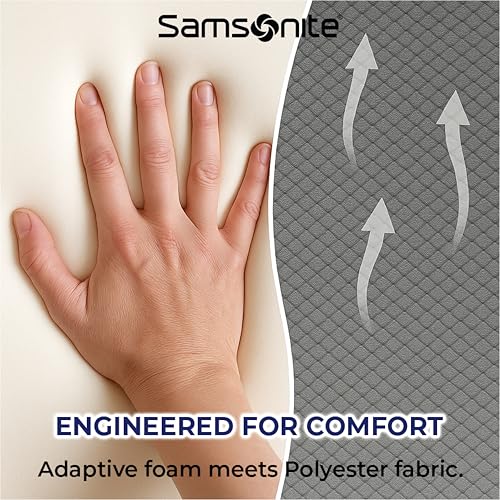 Samsonite Ergonomic Lumbar Pillow for Office Chair and Car Seat - Memory Foam Back Support Lumbar Pillow, Premium Cushion Chair Support for Lower Back Pain Relief and Versatile Use (Grey)