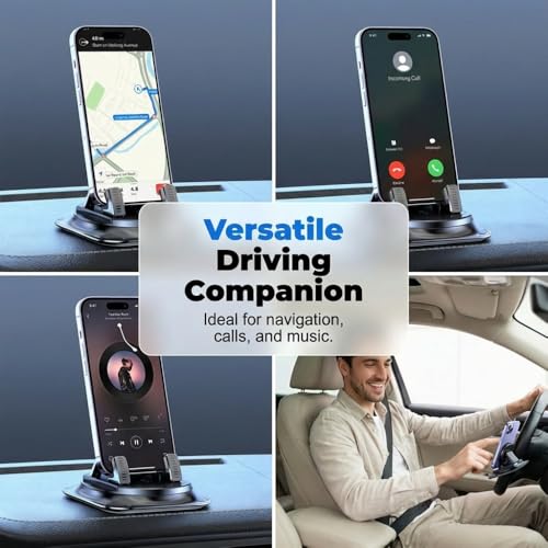 Dashboard Phone Holder for Car, 360 Degree Rotation Mount, Foldable Silicone Dash Stand, Anti-Slip Mobile Cradle Compatible (1PC) - color: 1PC