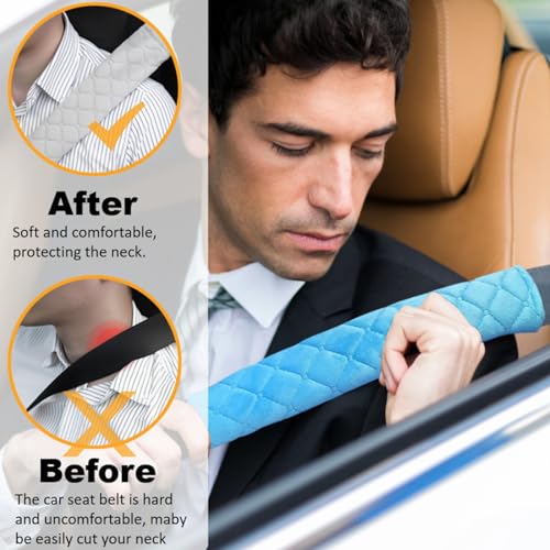 5 Pack Soft Comfort Car Seatbelt Cover Protector Pads Strap for Protecting Neck and Shoulder (Blue) - color: Blue