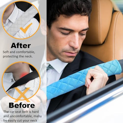 5 Pack Soft Comfort Car Seatbelt Cover Protector Pads Strap for Protecting Neck and Shoulder (Blue) - color: Blue