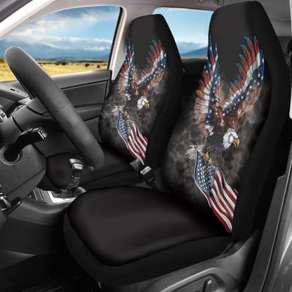 Black American Flag Automotive Seat Cover Red Car Front Seat Cover for Patriotic 4th of July Car Seat Cushion Protector Eagle Vehicle Interior Protection - color: Black American Flag Eagle