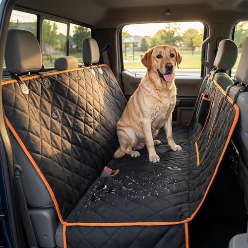 Dog Seat Covers for Trucks 100% Waterproof Car Hammock for Truck Back Seat Durable X-Large Seat Cover Against Dirt and Dog Fur Machine Washable Pet Seat Cover for Trucks and Large SUVs - color: BLACK, size: Truck