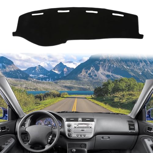 Dashboard Cover Suitable for Honda Civic 2001 2002 2003 2004 2005 Car Dashboard Cover Sun Visor Mat Non-Slip Polyester Dashboard Accessories (Black) - size: 2001-2005 For Honda Civic