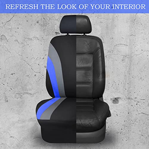 CAR PASS Line Rider Sporty Cloth 11PCS Universal Fit Car Seat Cover -100% Breathable with 5mm Composite Sponge Inside,Airbag Compatible,3zipper Bench(Full Set, Black and Blue) - color: Black and Blue, size: Full Set