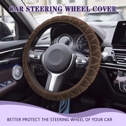 Universal Fluffy Plush Car Steering Wheel Cover, Anti-Slip Soft Warm Auto Steering Wheel Protector, Automotive Interior Protection Accessories Fit Most Cars, Sedans, SUVs, Vans, Trucks