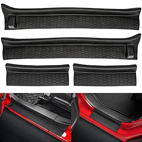 SUPAREE Door Sill Guards Kit, Black Rubber Door Entry Guards for 2018-2025 Jeep Wrangler JL 4-Door Accessories Parts & Gladiator JT Door Sill Guards Protector Replacement, 4pcs/Set - color: Door Sill Guards Kit fits JL/JT 4 Door