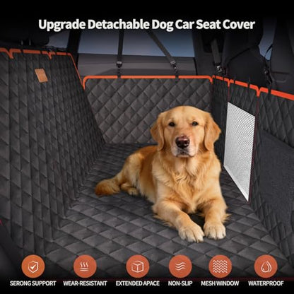 Dog Car Seat Cover for Back Seat, 1seat to 3seats can be Switched at Will. Back Seat Extender with Hard Bottom. 600D Heavy Duty Scratch,Nonslip,Waterproof Dog Hammock for Cars,Trucks and SUVs. - color: Black and Orange