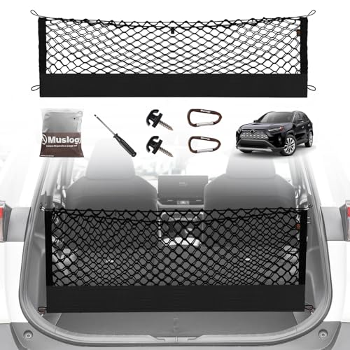 Truck Bed Cargo Net Trunk Netting Compatible with Toyota RAV4 2019-2024 2025 Accessories, Pickup Cargo Organizer SUV Sedan Storage Net w/Heavy Duty Carabiners - style: 19-24 RAV4