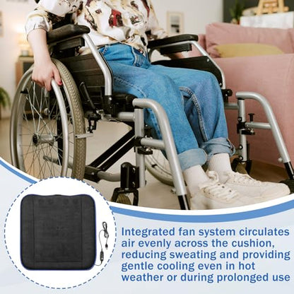 Novabright Cooling Seat Cushion with Fan for Wheelchairs, USB-Powered Fan Cushion, 17"x17", Adjustable Airflow for Long Sitting, Breathable & Comfortable, for Office Chair, Car Seat & Gaming Chair
