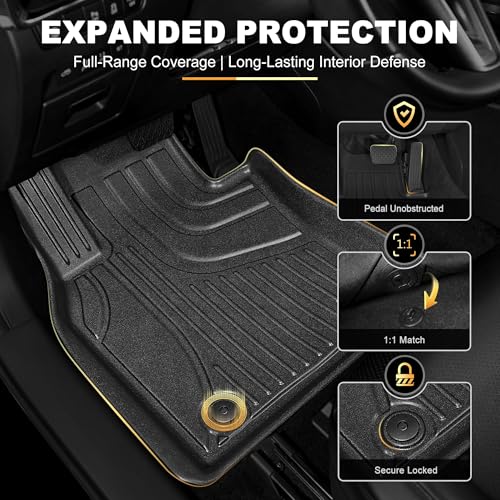 Floor Mats & Cargo Liner Custom Fit for Mazda 3 Sedan 2026-2019 (Not for Hatchback) - All Weather TPE Protection, Front/Rear Full Set, Black - style: 6)19-25 Mazda 3 Floor & Cargo Mats