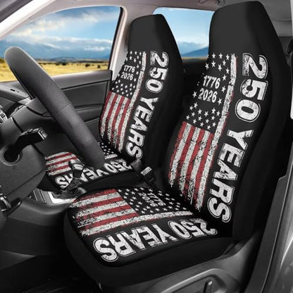 INSTANTARTS 250th Years Front Car Seat Covers Soft Car Seat Protectors 2 Packs Easy to Install Auto Accessories Compatible with Most Cars, SUVs, Trucks - color: 250th Years US Flag