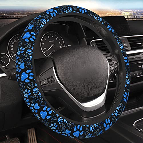 Dog Paw Print Steering Wheel Cover Anti-Slip,Sweat Absorption Universal 15 inch Steering Wheel Covers Cute car Accessories for Men Women - color: 6